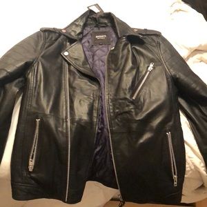 Barney’s originals biker leather jacket men